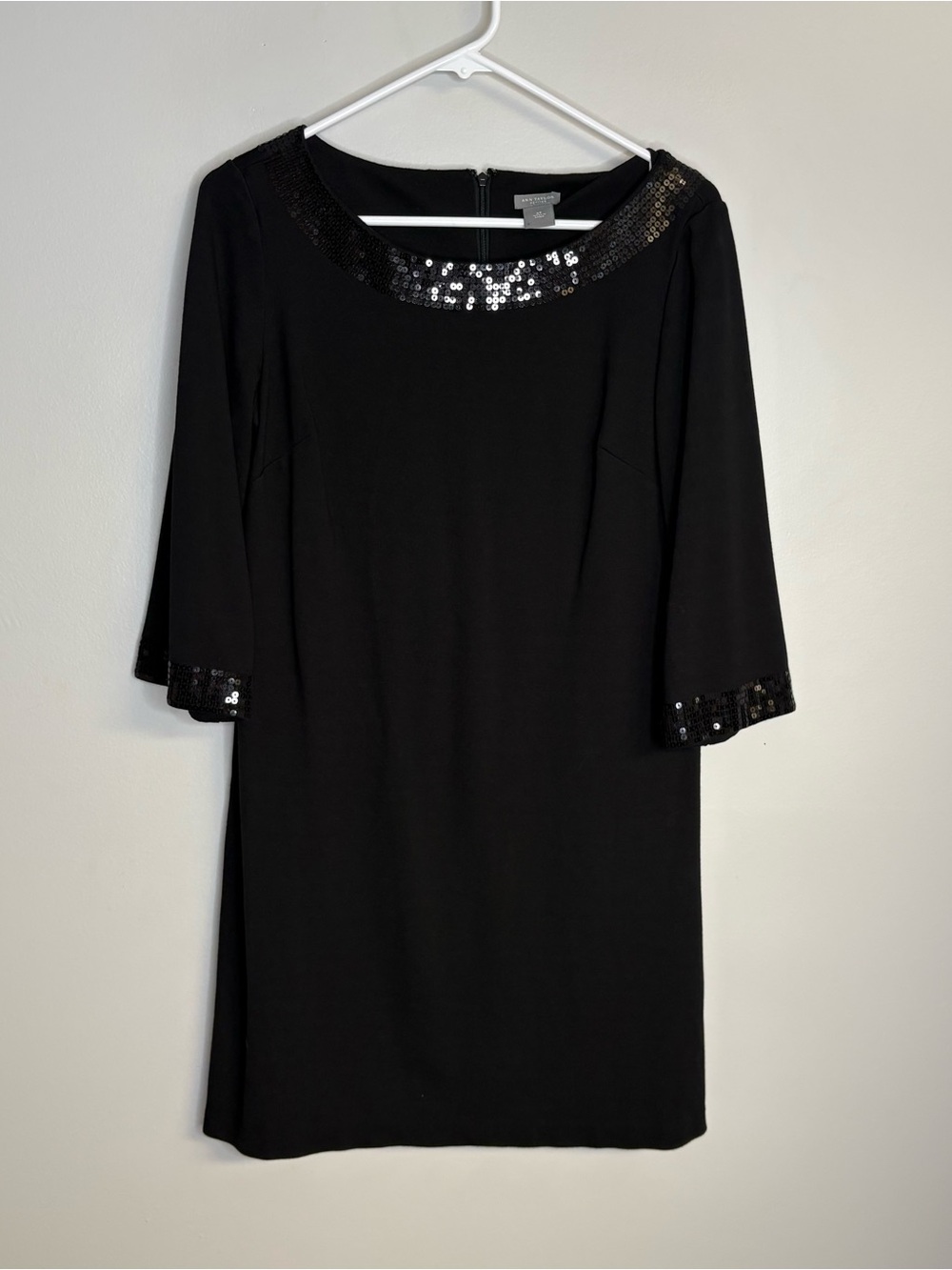 Black Sequin-Trim Shift Dress career